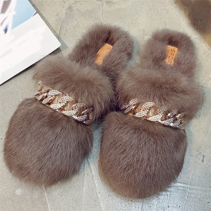 Зимние шерстяные тапочки женские сандалии из флока Уличная обувь на платформе