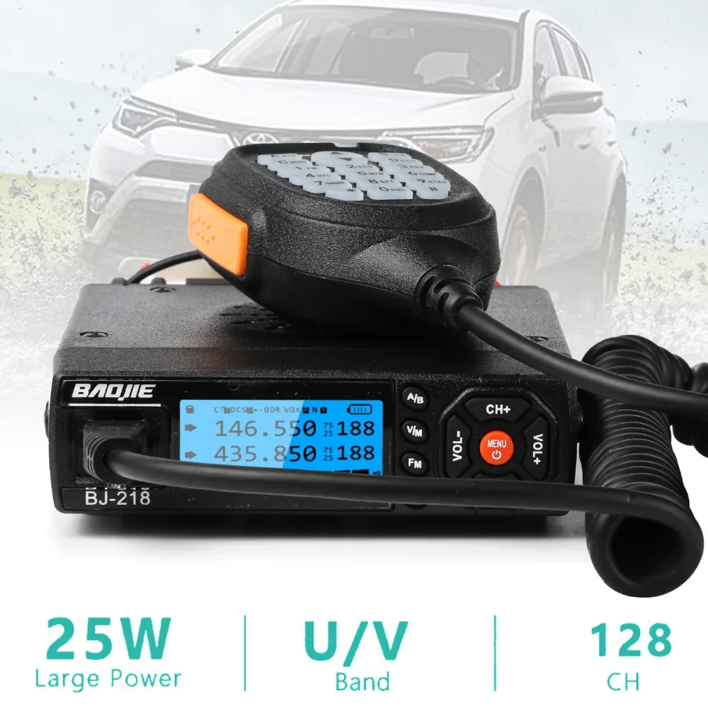 bj 218 mini mobile radio car radio fm transceiver 25w vhf uhf bj218 vericle car ham radio dual band walkie talkie device free global shipping