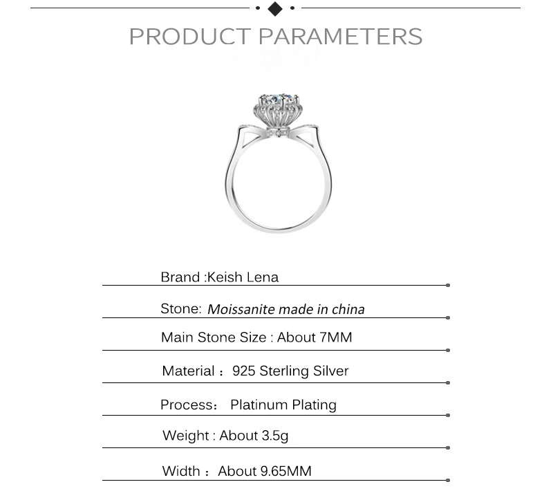 Классическое 1.2ct созданное муассанит обручальное кольцо с короной для женщин ювелирные изделия из стерлингового серебра 925 пробы Брендовое свадебное кольцо
