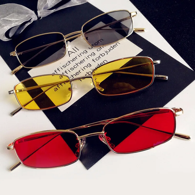

Солнцезащитные очки унисекс с прозрачными линзами UV400, небольшие прямоугольные, в металлической оправе, в стиле ретро, 1 шт.