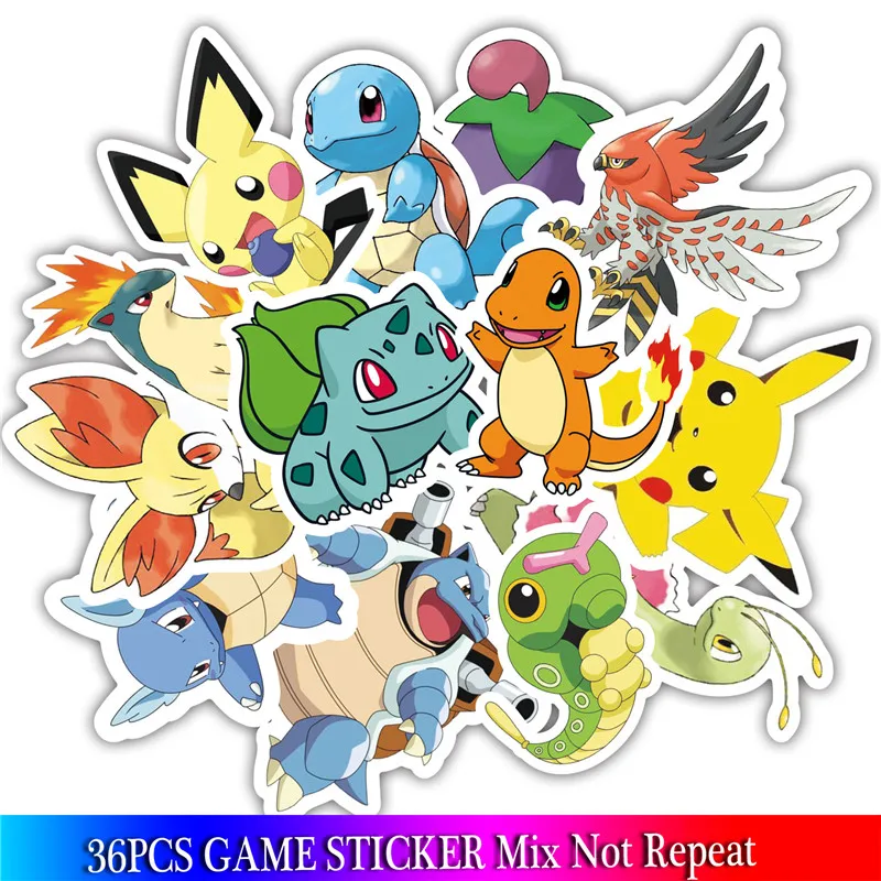 36PIECES 36 шт. аниме наклейки из игры Животные наклейки s для багажа Скейтборд велосипед холодильник ноутбук наклейка с милым рисунком набор - Цвет: 36PIECES