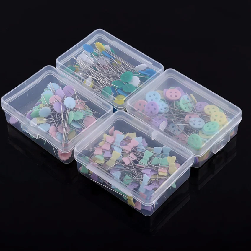 

400pcs Mixed Colors Sewing Patchwork Pins Flower Head Pins Sewing Tool Needle Arts(4 boxes)