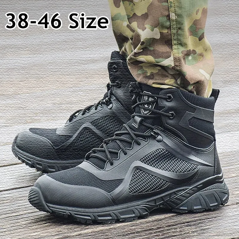 

46 Size Outdoor Tactical Combat Boots Army Fan Training Military Boot Spring Summer Ultralight Breathable Men Hiking Sport Shoes