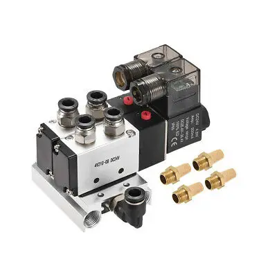 

DC24V 5Way 2P BSPT 1/4,Pneumatic Solenoid Valve w 2F Base,Red Light,4V210-08