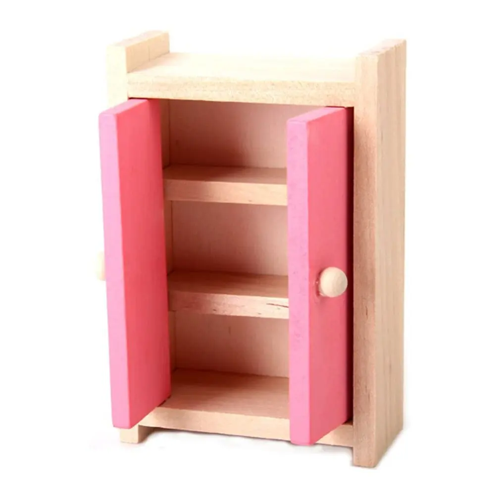 

Kids Wooden Doll House Furniture Dining Table And Chair Cabinet Toy Living Room/Bedroom Funny Children Pretend Role Wooden Toy