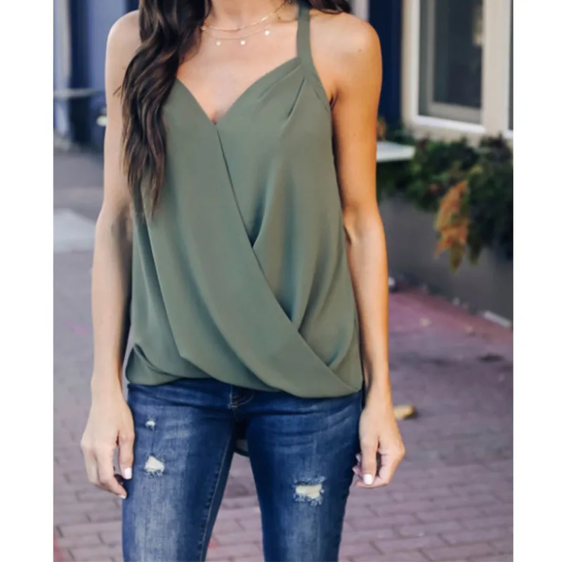 Шифоновый топ на бретелях летние женские топы 2020 новый корейский стиль без