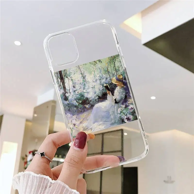 

Art oil painting beautiful fashion Phone Case Transparent soft For iphone 5 5s 5c se 6 6s 7 8 11 12 plus mini x xs xr pro max