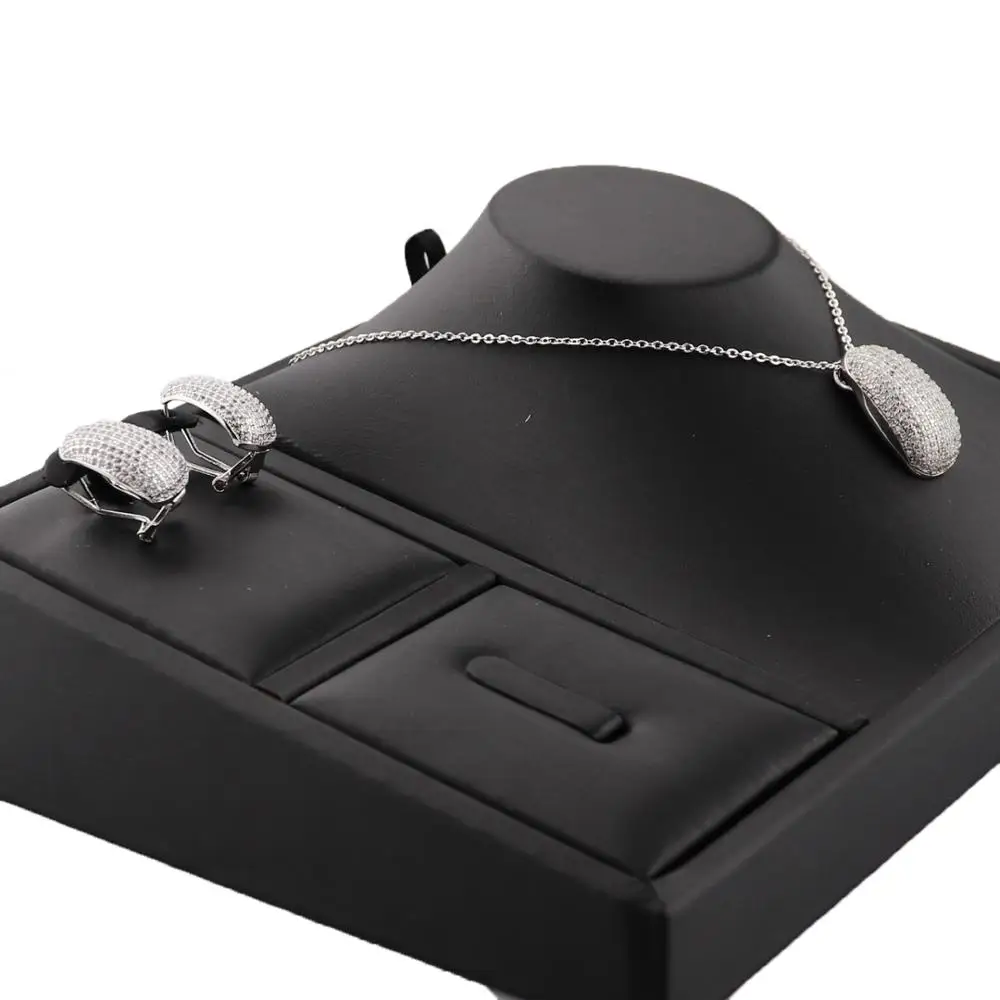 Роскошное классическое модное простое медное ожерелье с полным цирконием набор