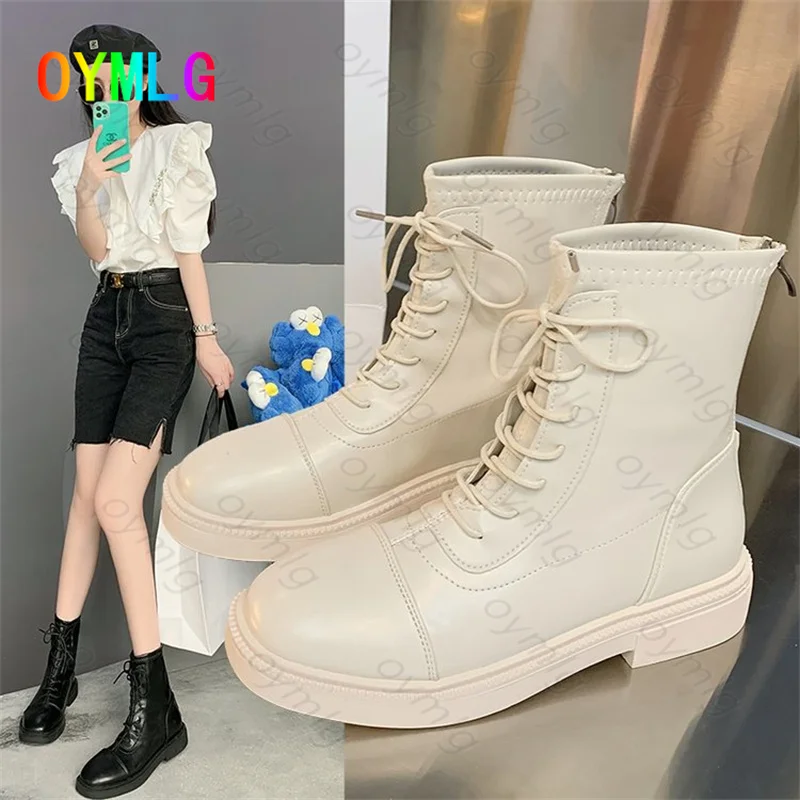 

Martin boots women's new autumn and winter2021 Korean version of thick heel zipper ankle boots strapping motorcycle boots shoes