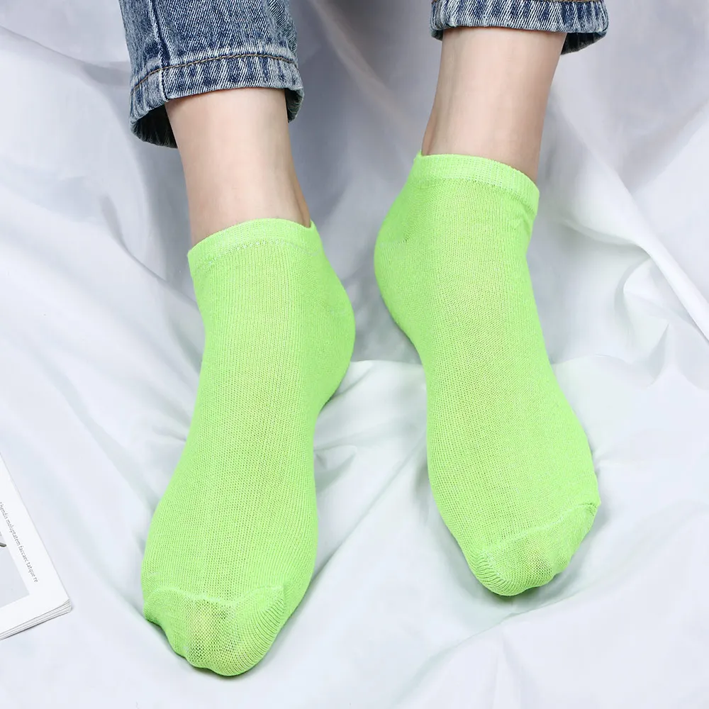 Green 1 пара, женские модные, яркие цвета, мягкие, из хлопка с глубоким вырезом, короткие носки женские, повседневные носки, весна-осень - Цвет: Green