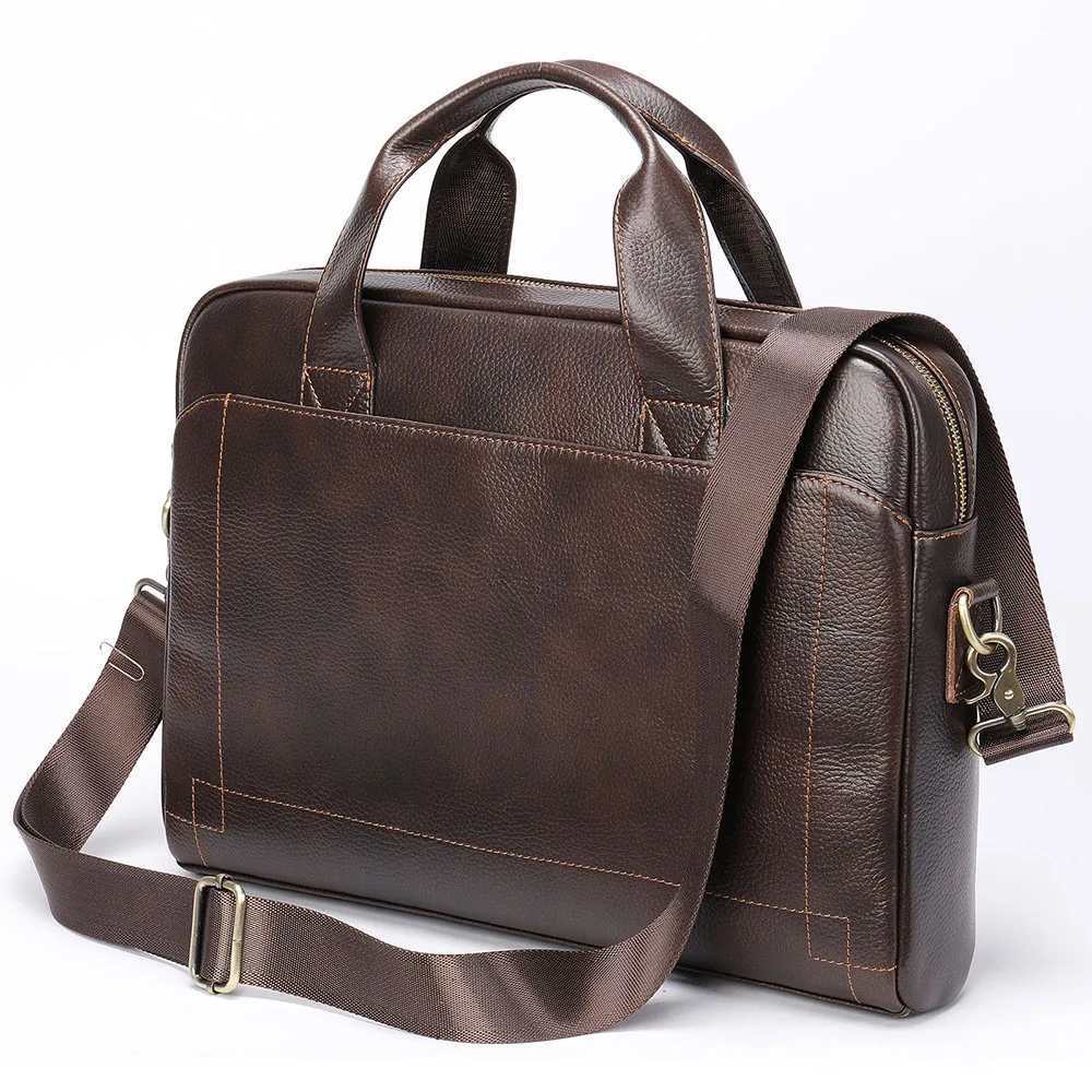 

Business Briefcase Laptop Handbag Men's Messenger bags Genuine Leather Crossbody bag Male Travel Shoulder bags 13.5" Laptop Tote