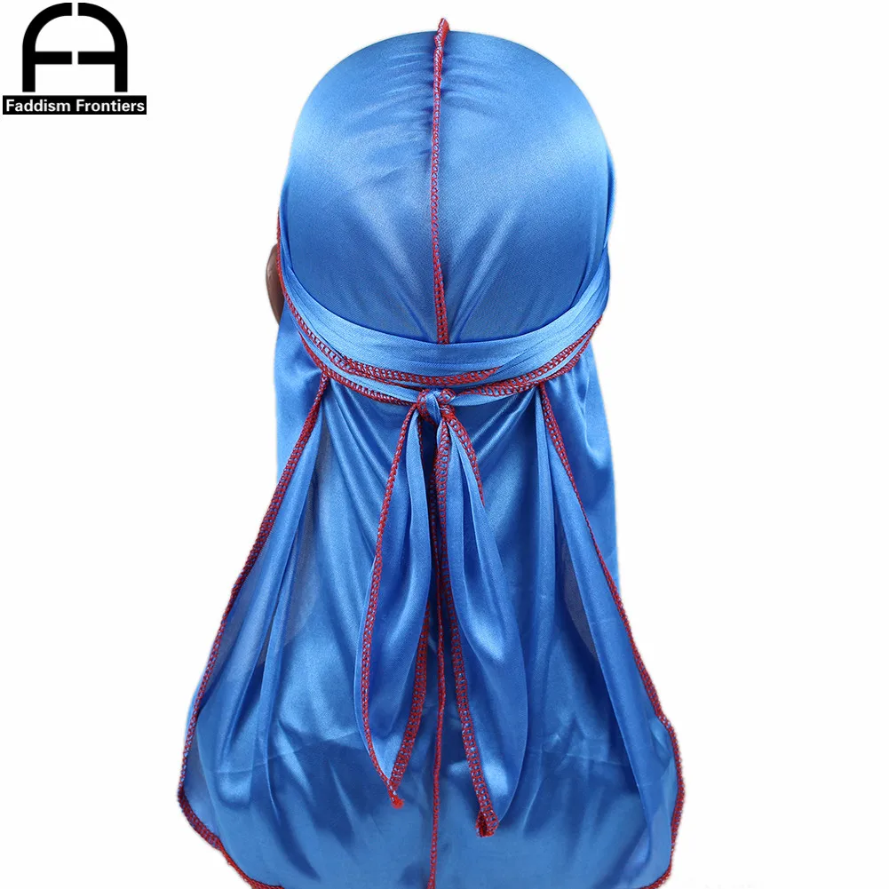 Цветные шелковые банданы Durag для мужчин и женщин шитые в стиле унисекс с длинным