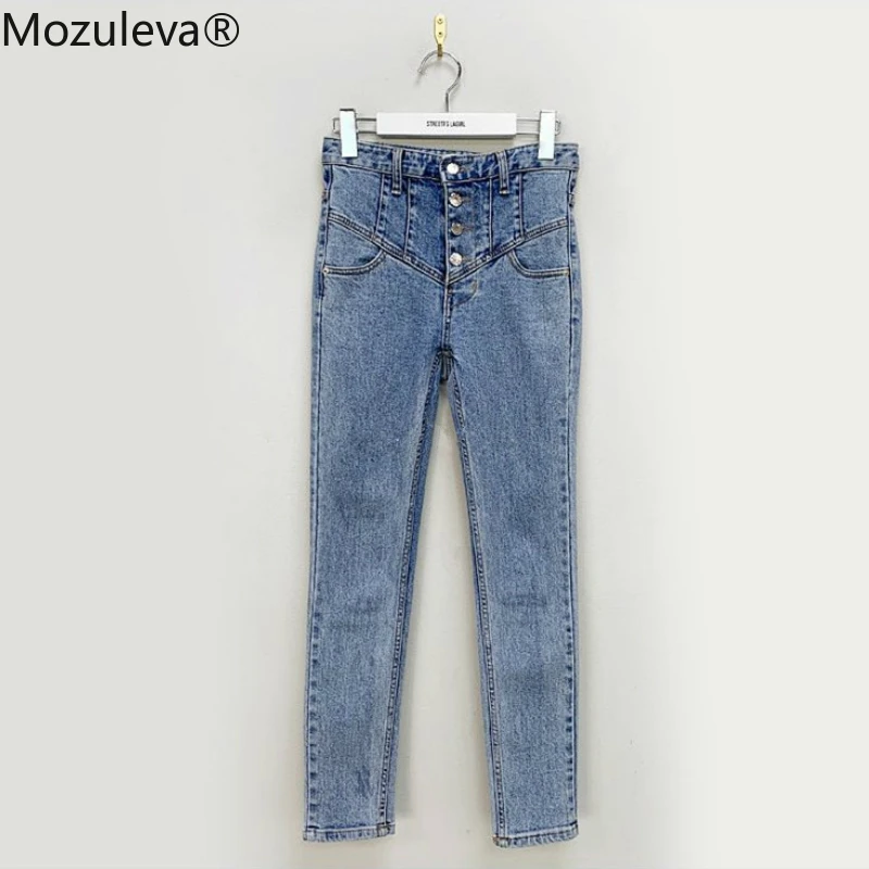 Винтажные однобортные женские джинсовые Капри с высокой талией осень 2021 |