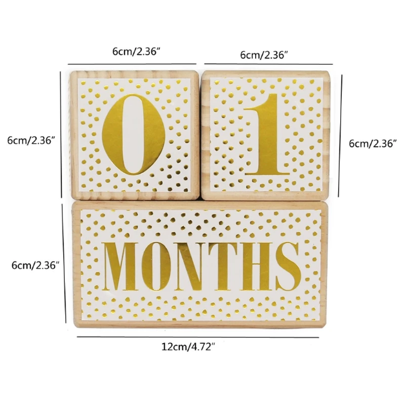

1 Set Baby Milestone Memorial Monthly Wooden Block Photography Month Sticke Newborn Commemorative Age Card Photo Accessories