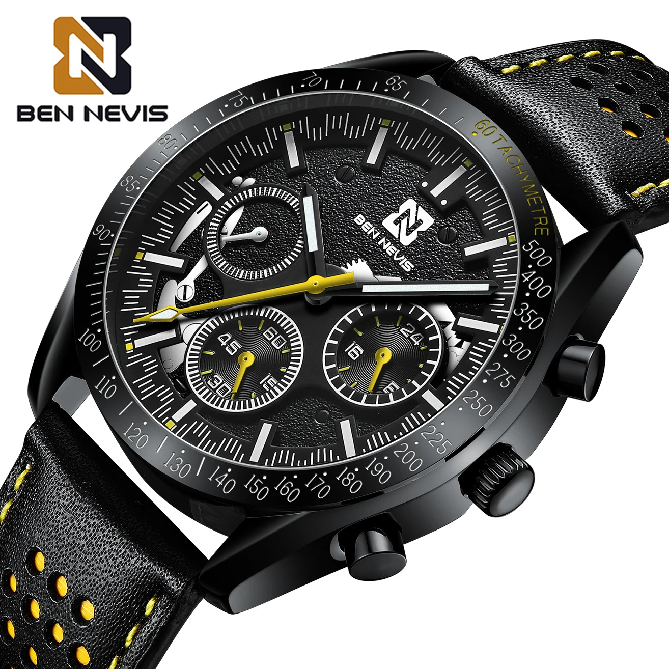 

Часы наручные мужские кварцевые с хронографом, повседневные спортивные брендовые, с ремешком из натуральной кожи, в стиле милитари