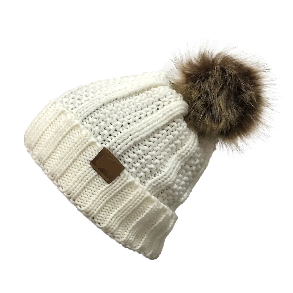 Модная женская Зимняя Шапка бини для женщин вязаная шапка с помпоном Skullies кепка