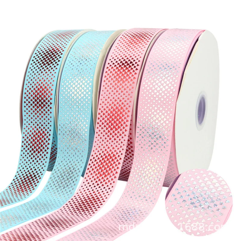 

5yards 38mm Glitter Heart Printed Grosgrain Ribbons for Diy Headwear Gift Flower Packaging Materials Clothes Sewing Trims