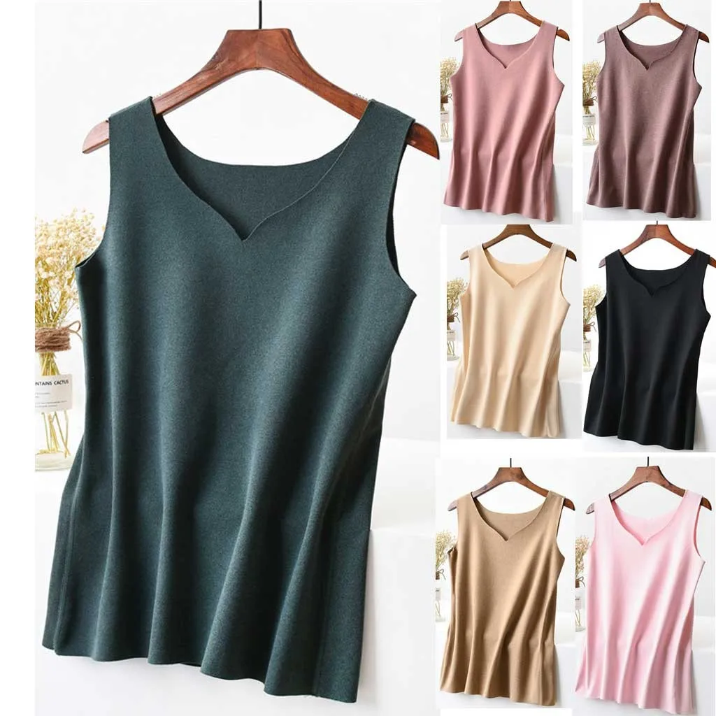 Зимнее термобелье Осенние Теплые майки тонкие бархатные жилеты рубашки без