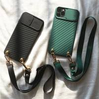 slide camera protect chain necklace cell phone case for iphone 13 12 pro max x xs xr 7 8 plus lanyard neck strap rope cord cover