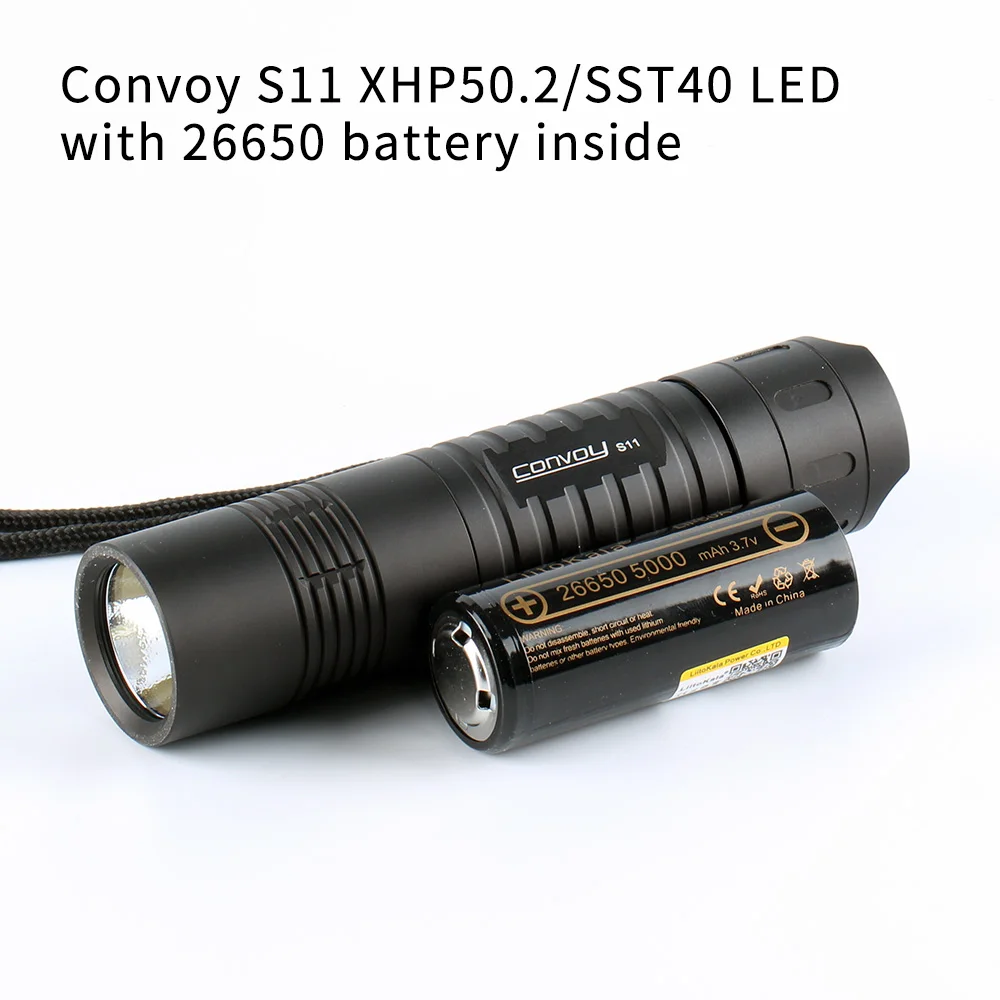 Черный конвой S11 с XHP50.2 / SST40 светодиодный 26650 флэш светильник фонарь батареи