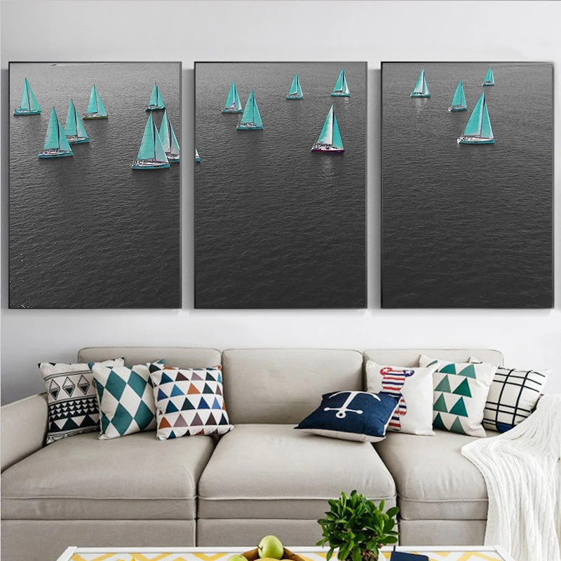 Современный минималистский абстрактные пейзаж парусная лодка Красного моста Wall