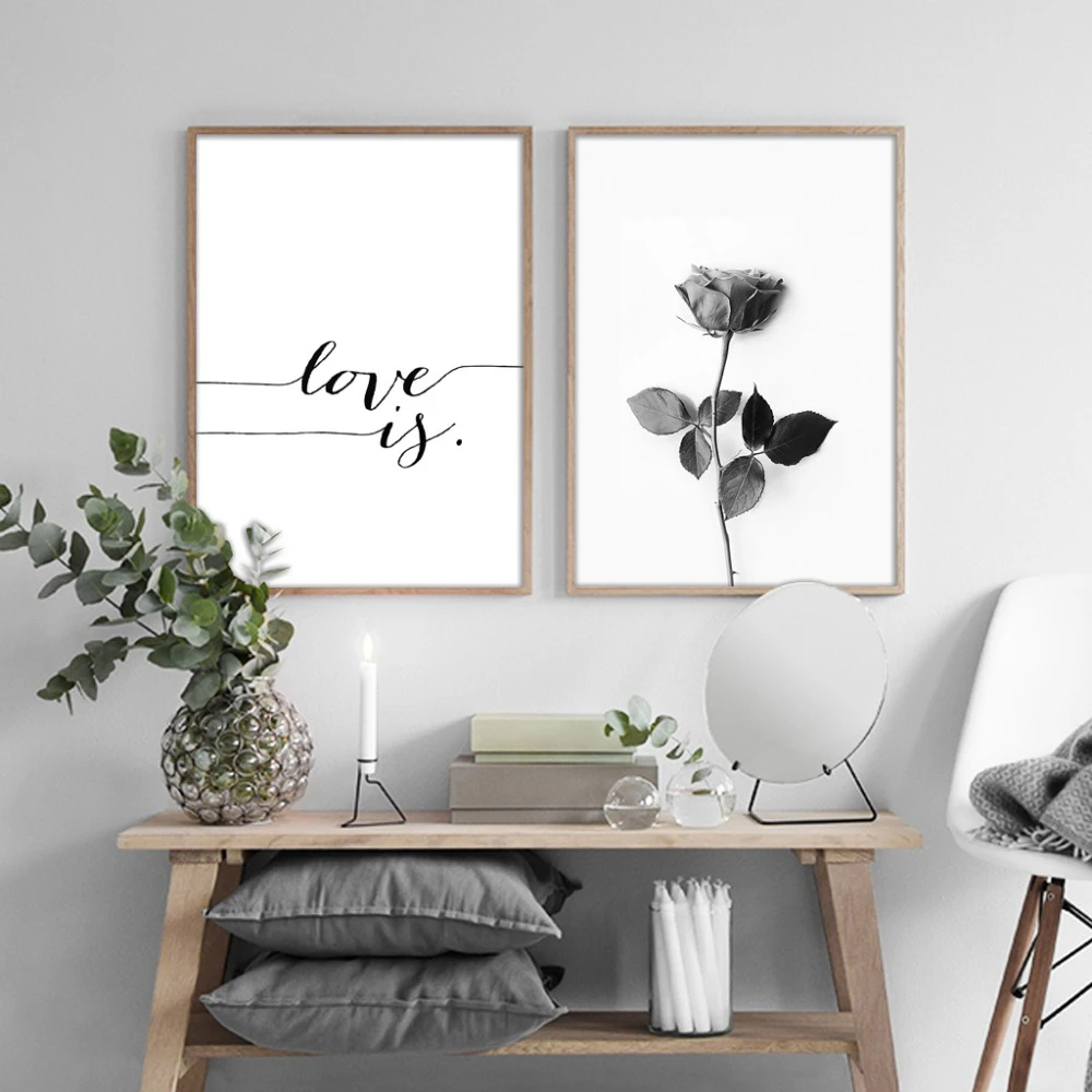 Настенная картина черно-белая лошадь цветок холст плакат печать в скандинавском