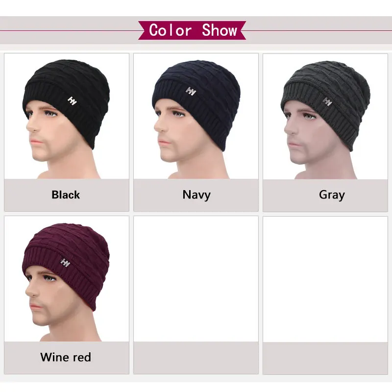 Брендовые зимние вязанные шапочки Skullies Beanies мужские зимние шапки для мужчин женская шапка-маска теплая Толстая Мужская однотонная зимняя шапка