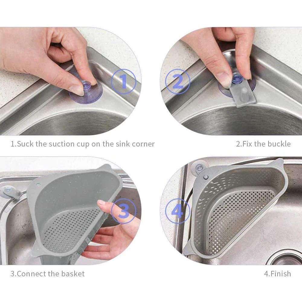 

Kitchen Organizer Triangular Corner Sink Drain Rack Shelf Multifunctional Household Goods Sponge Holder For Kitchen Convenience