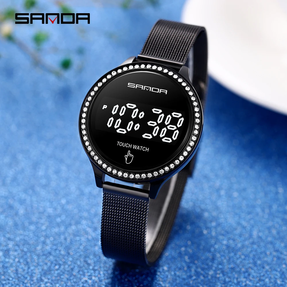 SANDA новые модные женские светодиодный светильник с сенсорным экраном цифровые