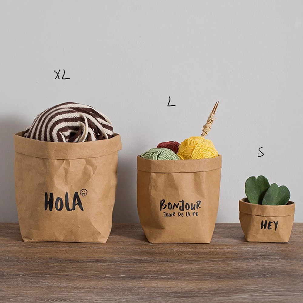 Сумка для хранения из крафт-бумаги Современная мини-сумка-Органайзер вазы