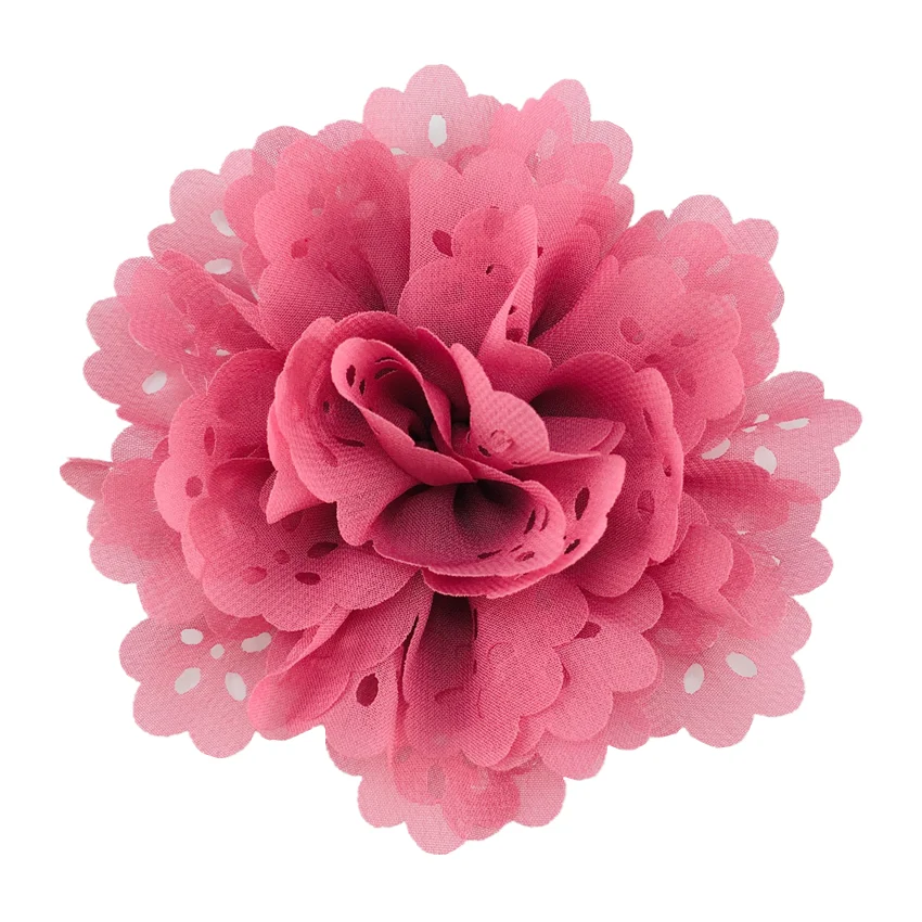 300 шт./лот 4 дюйма большая новая шифоновая ткань полый цветок для маленьких