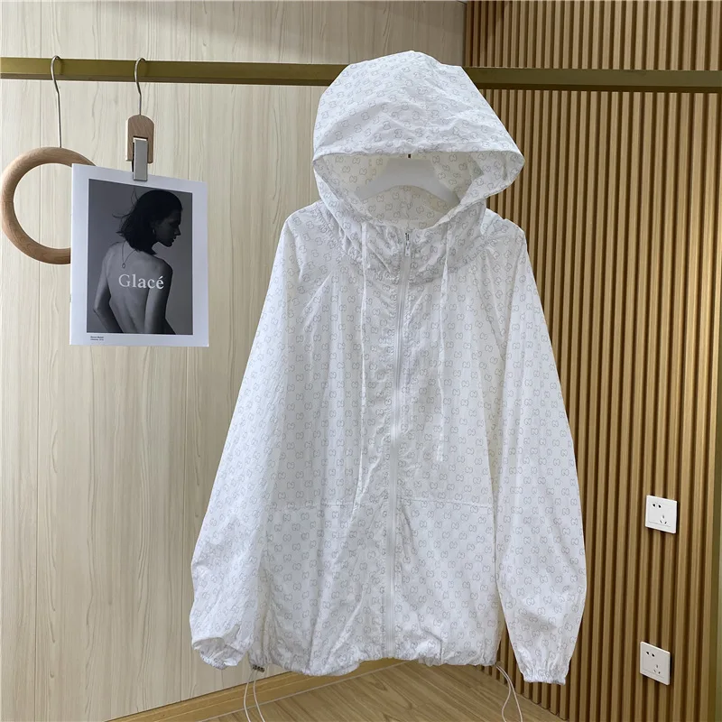 

2021 Spring New Korean Style Hooded Luminous Letter Long Sleeve Sun Protection Coat Jacket for Women Female BF Casual Sweatshirt