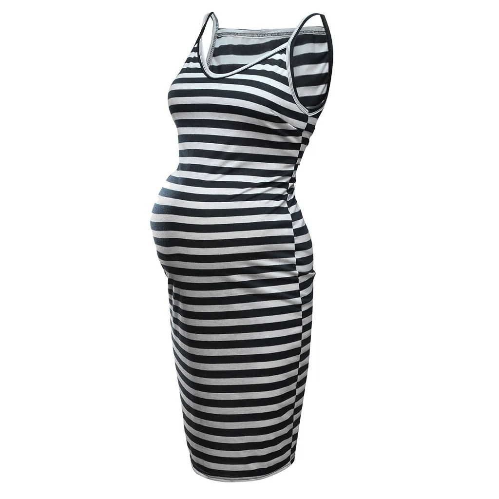 

Women Breastfeeding Sleeveless Striped Print Summer Casual Dresses For Pregnant Sundress Pregnancy Dress