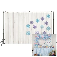 princess girls birthday party background snowflake on wood plank board baby shower backdrop photo banners cake table decorations