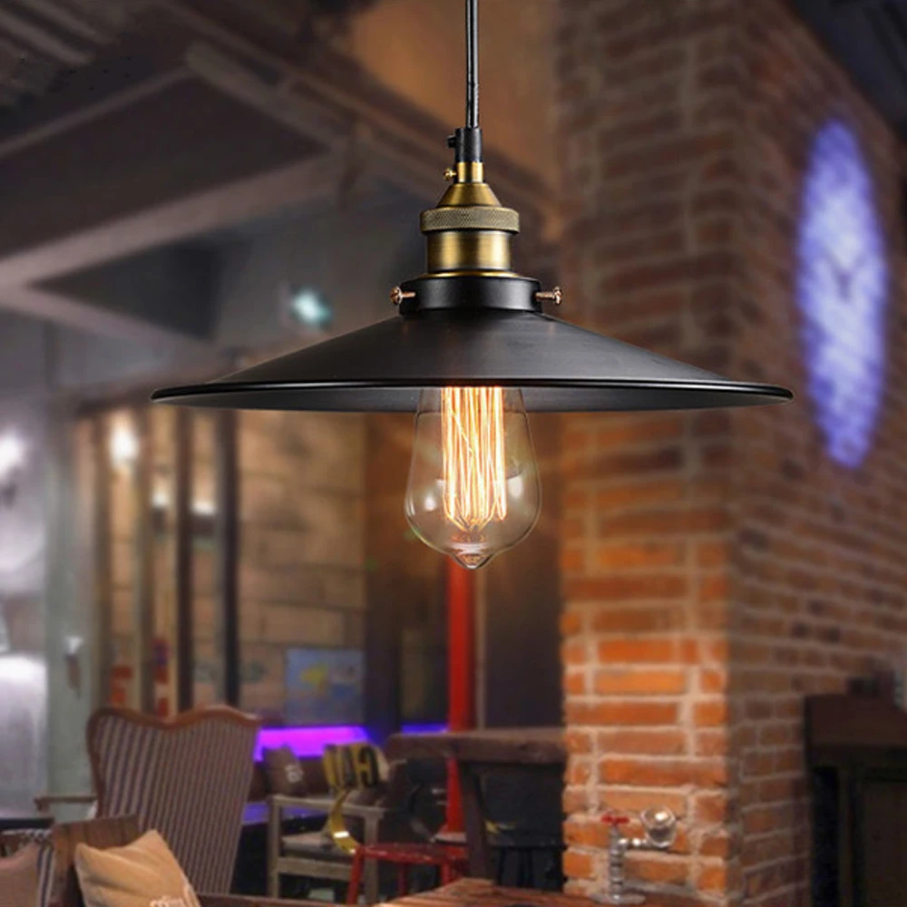

Black Wall Lamps Bedside Light Metal Lampshade E26 E27 Edison Bulbs 22/26/30/36CM Lighting For Living Room Vintage Loft