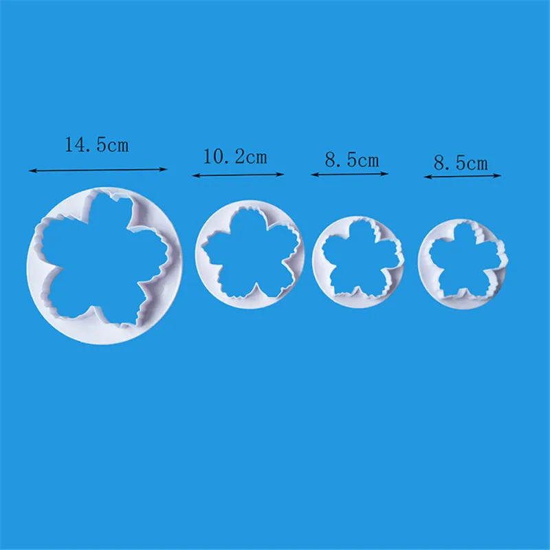 

Peony Petals Pattern Flower Plastic Paste 4PCS Cake Press Mold Set Cookie Sugar Cutter Fondant Cakes Decoration Icing Cut Tool