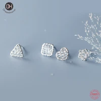 dreamhonor korean handmade 925 sterling silver hollow hearttrianglesqaurestar shape stud earrings for women jewelry smt012