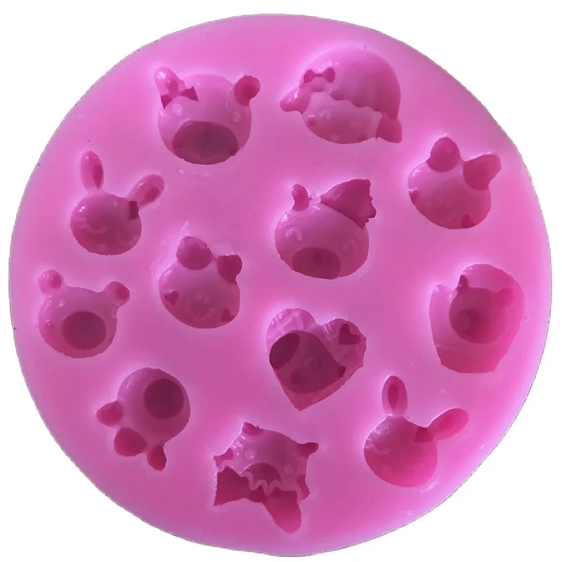 

High Quality Mini Silicone Cute Animal Head Cake Decorating DIY Mold Handmade Fondant Mould Tool*1 D153