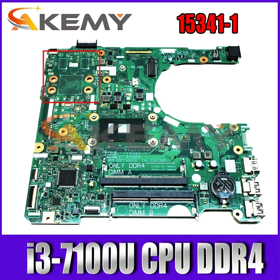 

For DELL 3467 3476 3567 3476 3468 3568 3478 3578 Laptop motherboard 17841-1 WX2RR 15341-1 91N85 Mainboard With i3-7100U CPU DDR4