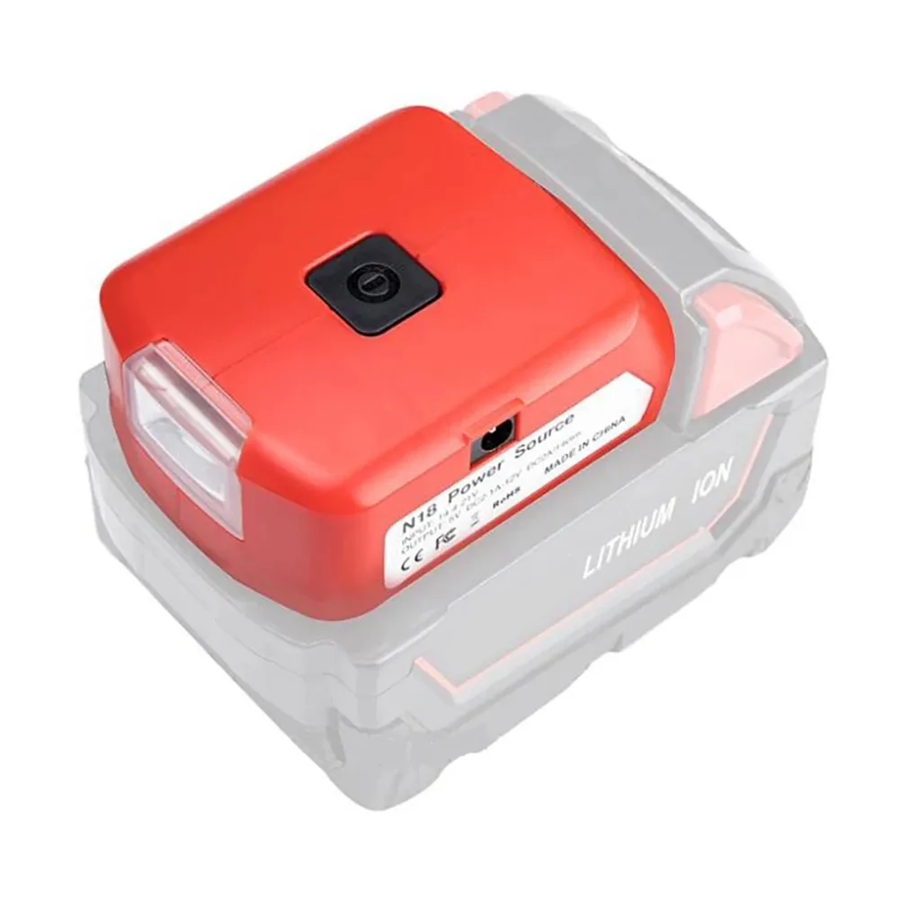 

Dual USB Ports Phone Charger Battery Adapter Milwaukee 14.4-18V MAX XR Lithium Battery LED Light Two USB Ports 12V 2A Output