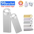 Флеш-накопитель USB, 50 шт.лот, металлический, 4 ГБ, 8 ГБ, 16 ГБ, 32 ГБ, 64 ГБ, 128 ГБ