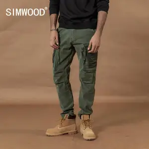 Мужские брюки карго SIMWOOD, тактические брюки с множеством карманов, уличные штаны плюс-сайз в стиле хип-хоп с накладками контрастного цвета, 2019
