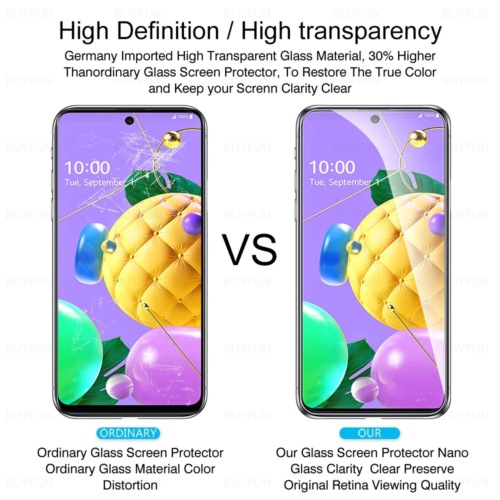 Защитное стекло для LG K52 3 шт. устойчивое к царапинам K 52 lmk520 lm-k520 HD полное покрытие