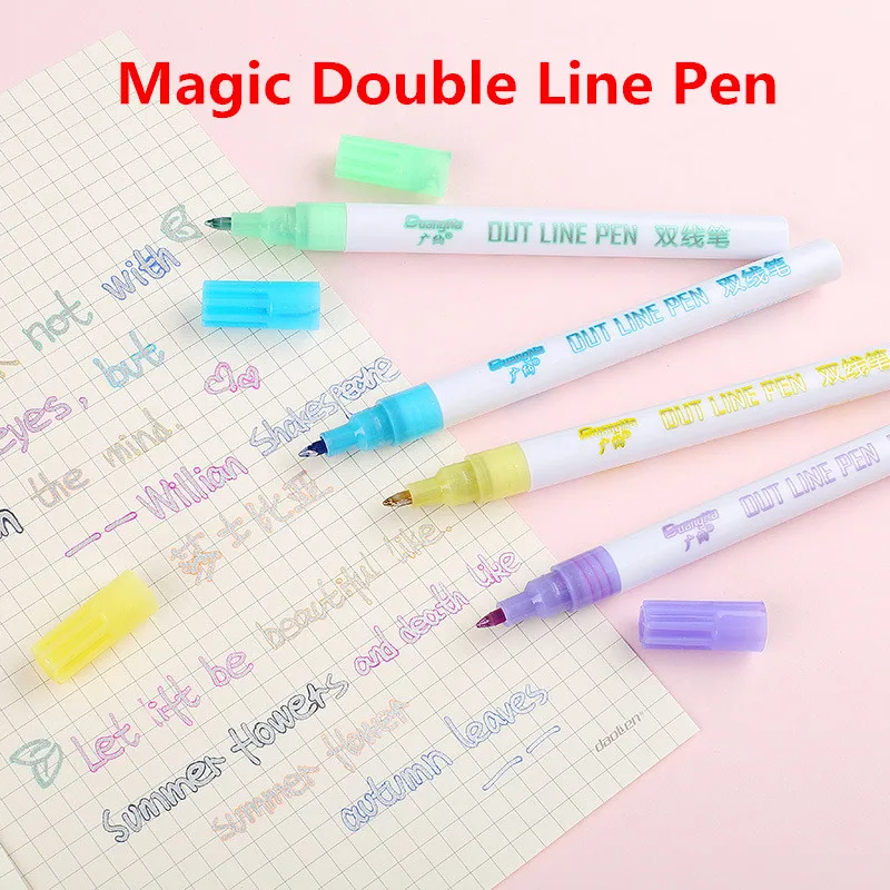 Маркеры с двумя линиями 8 цветов ручка для скрапбукинга тонкие лайнеры цветная