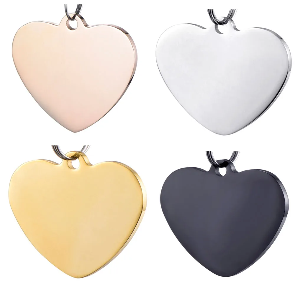 Wholesale 10X Personalized Cordate Blank Cat ID Tag Customized Dog Name Phone Pet Tags id Stainless Steel