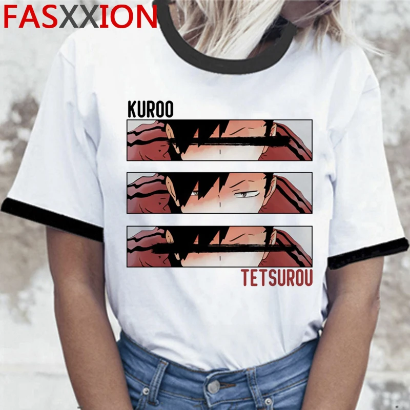 Футболка мужская с японским принтом Kuroo аниме графическая рубашка рисунком поя