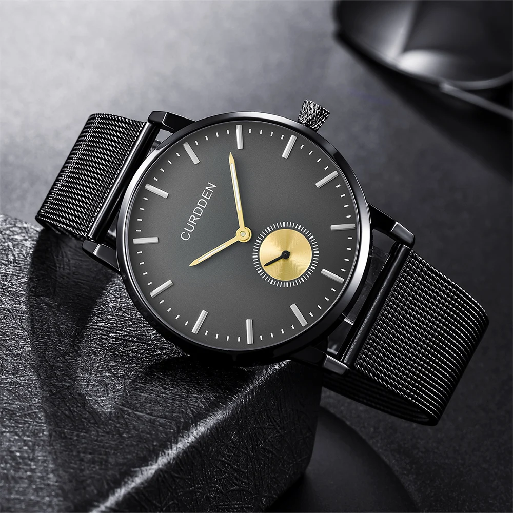 Мужские водонепроницаемые кварцевые часы из нержавеющей стали под розовое