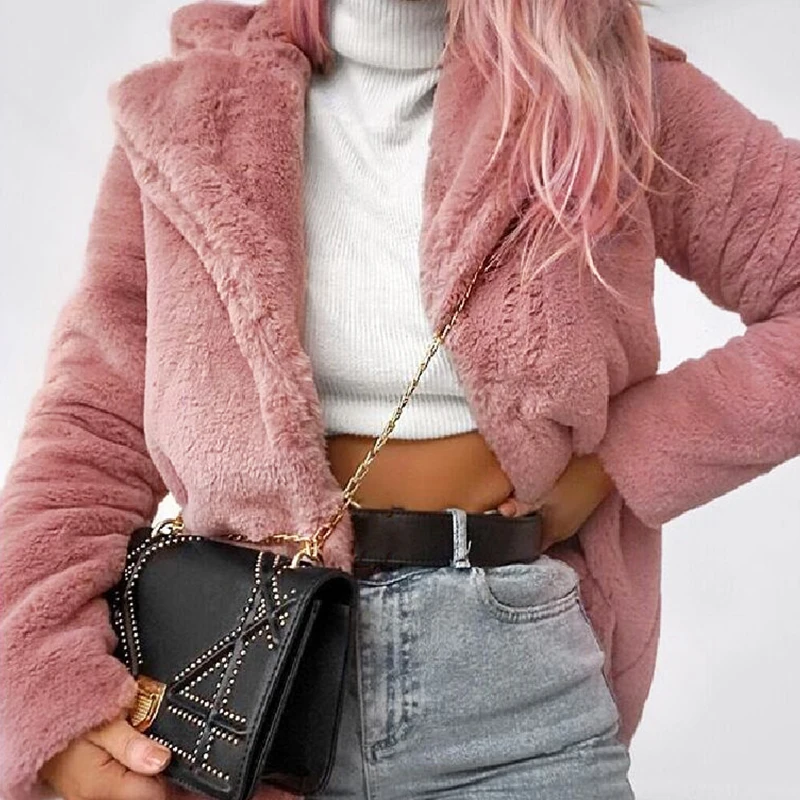 Зимнее плотное теплое пальто Naiveroo из искусственного меха Женская Осенняя