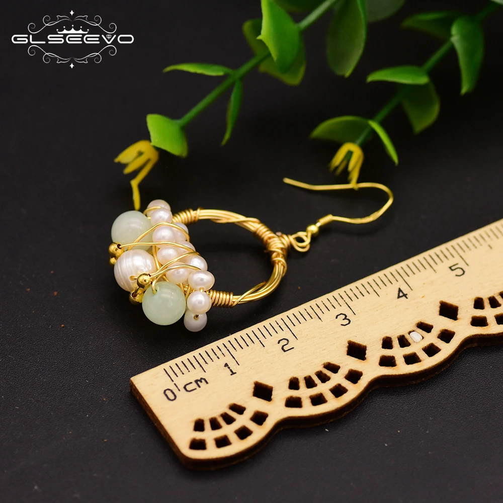 

GLSEEVO Original Designer Natural Fresh Water Pearl Dangle Earrings For Women Party Handmade Drop Earring Luxury Jewelry GE0670