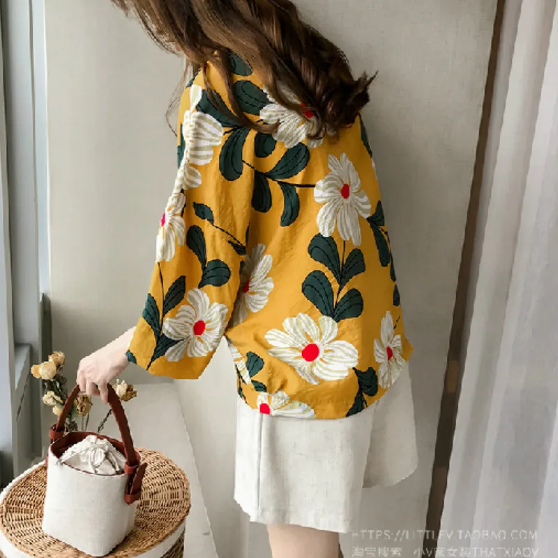 

Shirts Women Short Sleeve Loose Printed Shirt Sweet Elegant All-match Womens Clothing High Quality Korean Style Summer Blouses